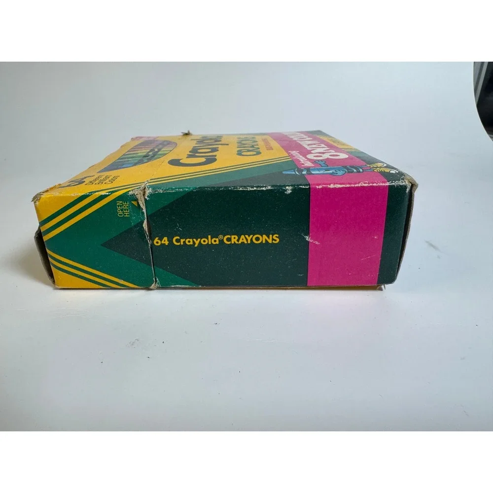 Vintage 1990 Crayola 64 Crayons Box with Sharpener 8 New Colors Collectible Art